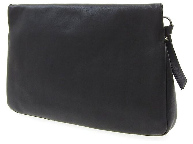 Clutch in pelle nera Jimmy Choo Zena Nero - vista 2