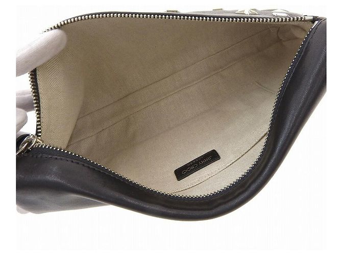Clutch in pelle nera Jimmy Choo Zena Nero - vista 3