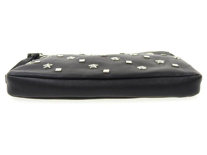 Clutch in pelle nera Jimmy Choo Zena Nero - vista 4