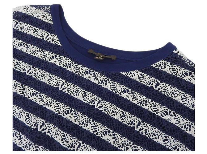 Camiseta con borde Monogram Louis Vuitton Navy XS Blanco Azul Azul marino - vista 3