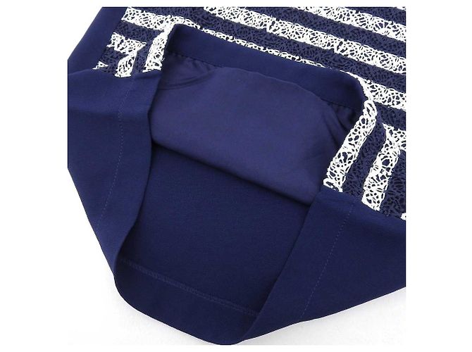 Camiseta con borde Monogram Louis Vuitton Navy XS Blanco Azul Azul marino - vista 5