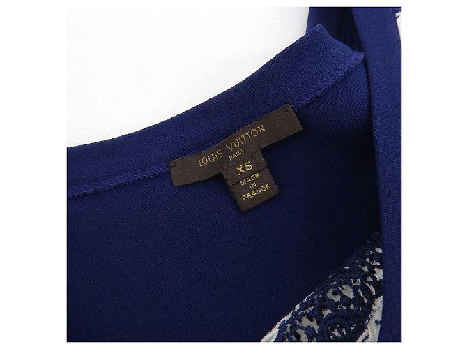 Camiseta con borde Monogram Louis Vuitton Navy XS Blanco Azul Azul marino - vista 6