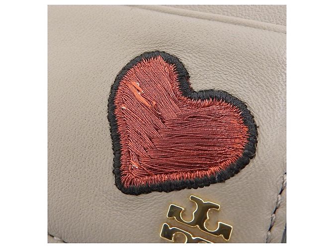 Autre Marque Tarjetero de cuero Heart Love de Tory Burch Gris - vista 4