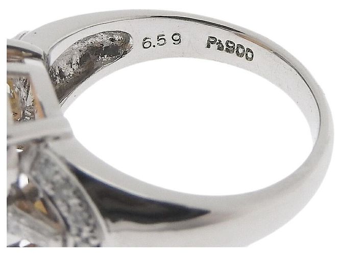 Autre Marque Platinring Pt900 mit Opal und Diamanten Weiß - Ansicht 2