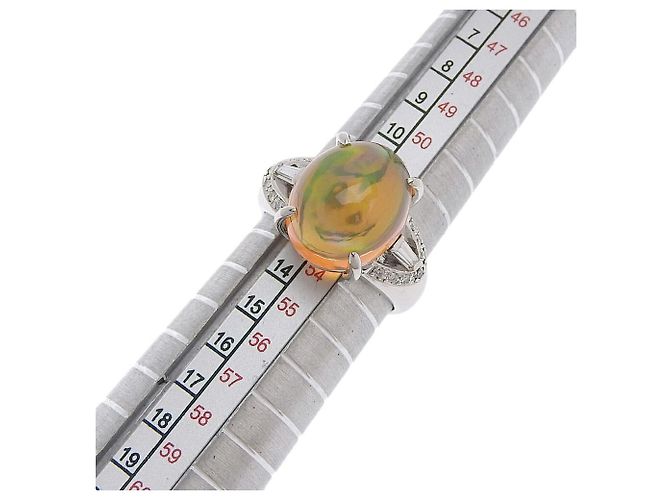Autre Marque Platinring Pt900 mit Opal und Diamanten Weiß - Ansicht 5