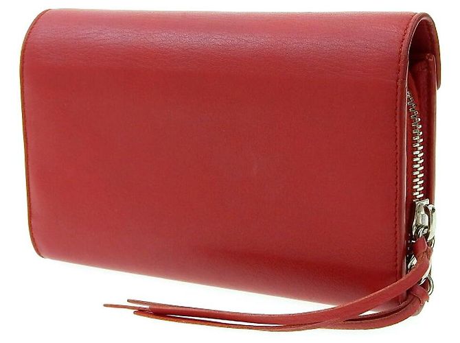 Balenciaga Leather Zip Around Wallet Red - view 2