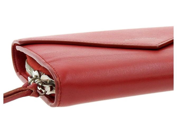 Balenciaga Leather Zip Around Wallet Red - view 3
