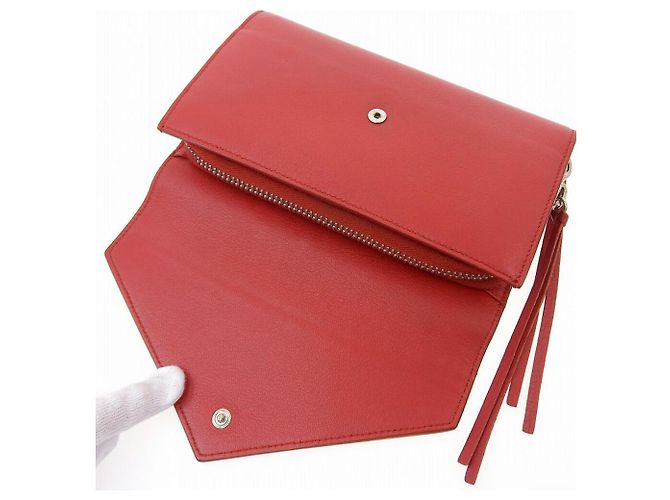 Balenciaga Leather Zip Around Wallet Red - view 6