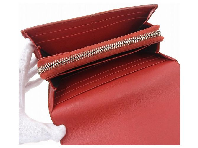 Balenciaga Leather Zip Around Wallet Red - view 7