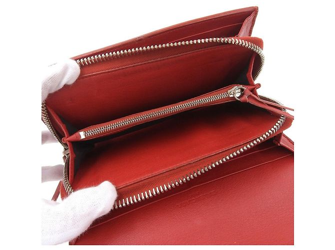 Balenciaga Leather Zip Around Wallet Red - view 8
