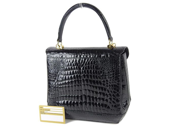 Autre Marque Borsa a mano in pelle di coccodrillo nera formale Nero - vista 2