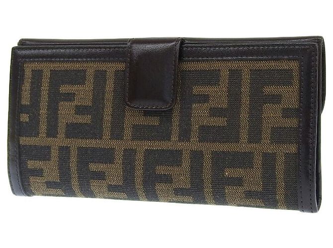 Fendi Canvas Leather Long Wallet Brown - view 2