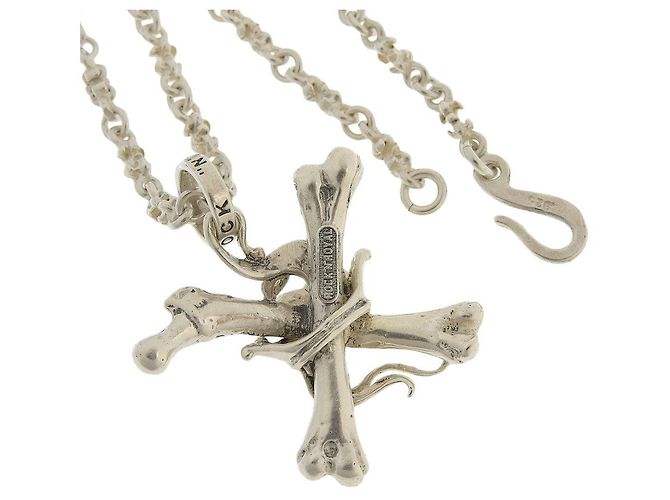 Brook Brothers Collana Royal Order Skull Crossbones Crown in SV925 Argento - vista 3