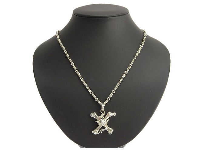 Brook Brothers Collana Royal Order Skull Crossbones Crown in SV925 Argento - vista 4