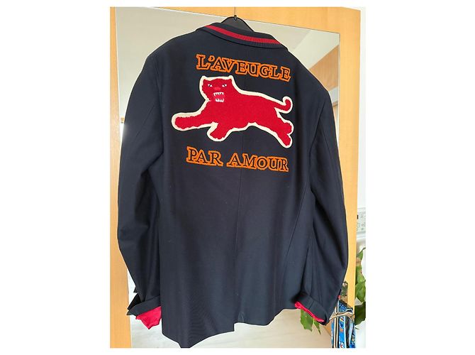 GUCCI Tailored Jacket Navy Panther Back Patch - view 3