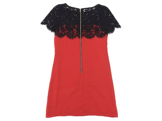 Autre Marque Milly Seidenkleid Rot Schwarz Größe 0 - Ansicht 2