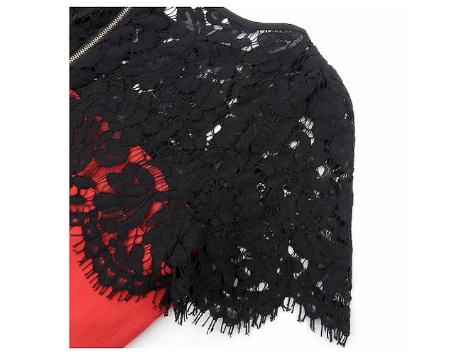 Autre Marque Milly Seidenkleid Rot Schwarz Größe 0 - Ansicht 4