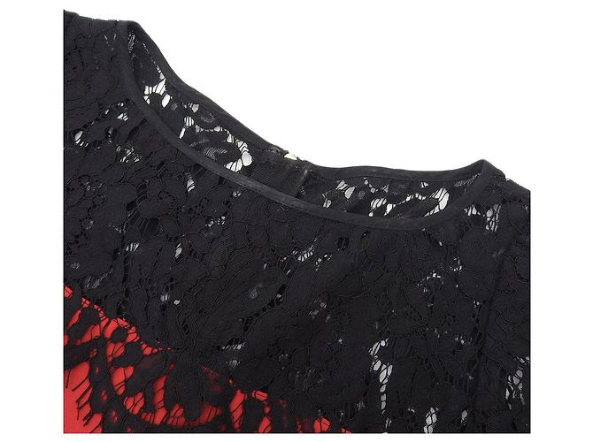 Autre Marque Milly Seidenkleid Rot Schwarz Größe 0 - Ansicht 5