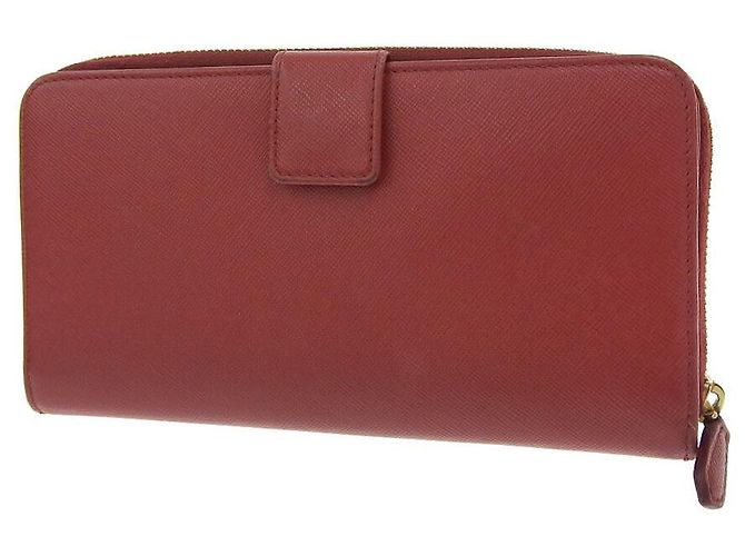 Prada Leather Zip Around Wallet Red - view 2