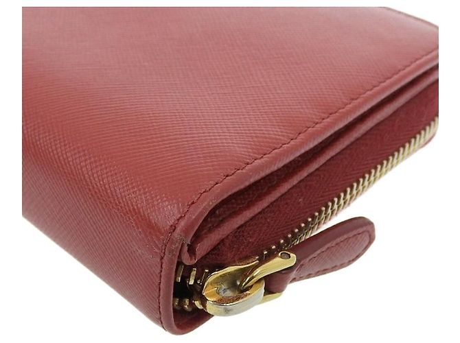Prada Leather Zip Around Wallet Red - view 3