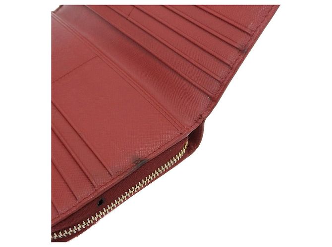 Prada Leather Zip Around Wallet Red - view 5