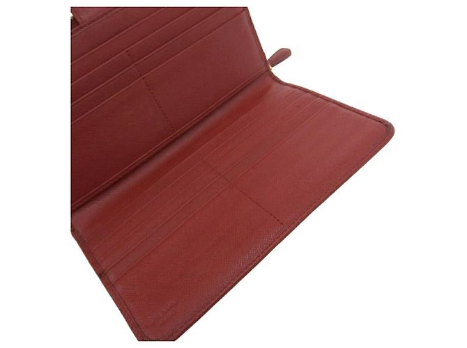 Prada Leather Zip Around Wallet Red - view 6