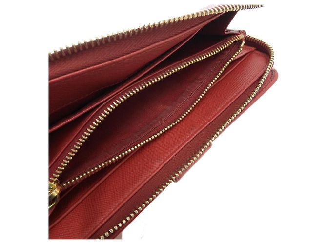 Prada Leather Zip Around Wallet Red - view 7