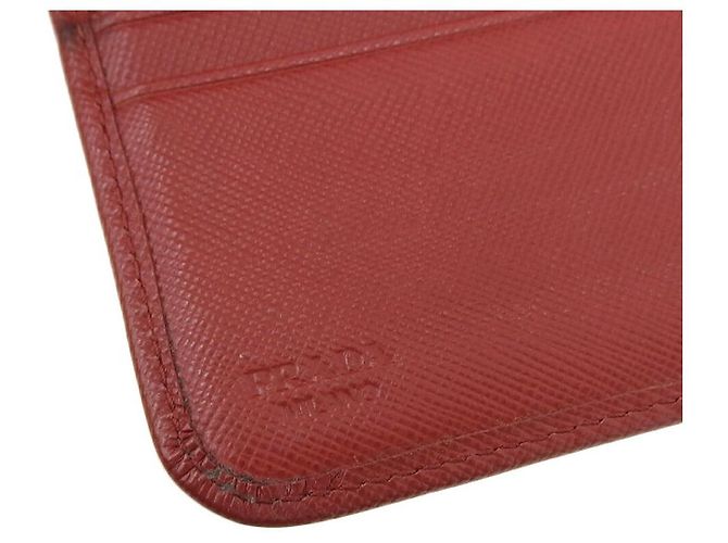 Prada Leather Zip Around Wallet Red - view 8