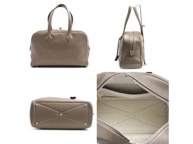 Borsa Tote Victoria 2 per donne di Hermès Taupe - vista 2