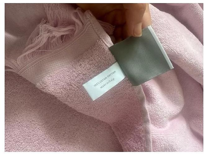 Toalla de baño Chanel rosa de algodón con logo CC - vista 7