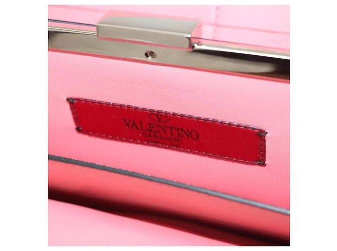 VALENTINO Borsa a spalla con catena di strass in suede rosa argento Auth BA3802 - vista 19