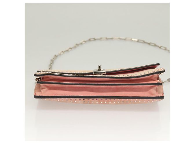 VALENTINO Borsa a spalla con catena di strass in suede rosa argento Auth BA3802 - vista 5