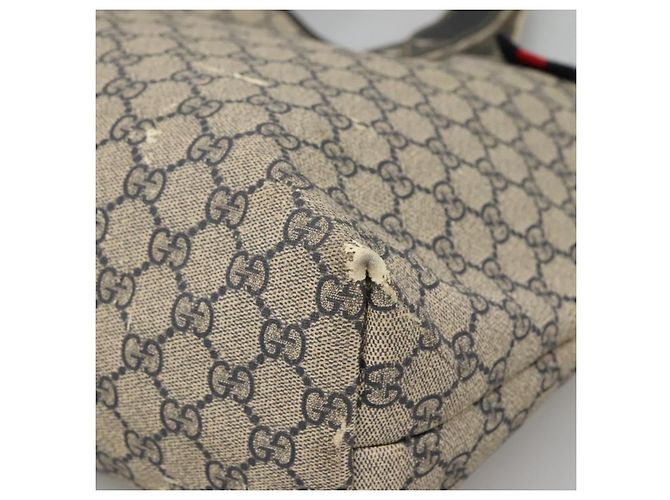 GUCCI GG Supreme Sherry Line Borsa Tote PVC Blu Navy Argento 211134 Auth bs27569 - vista 10