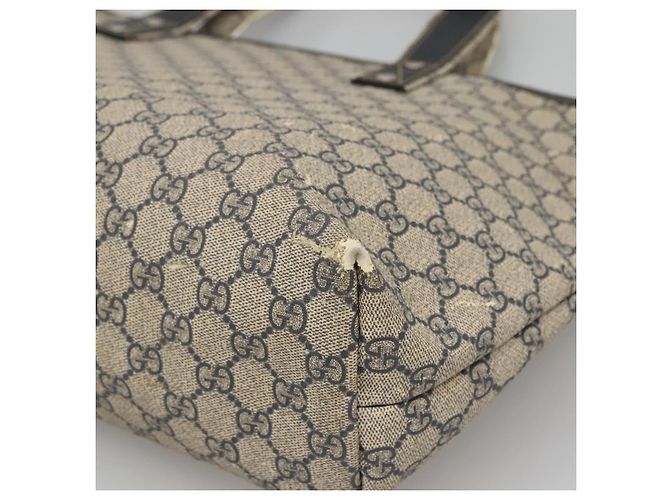 GUCCI GG Supreme Sherry Line Borsa Tote PVC Blu Navy Argento 211134 Auth bs27569 - vista 12