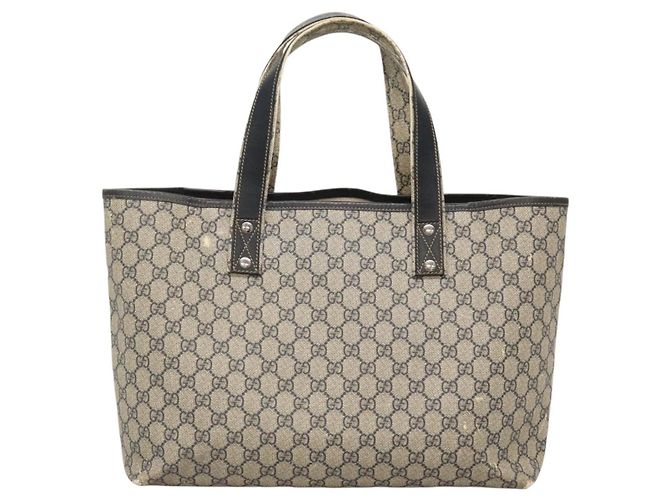 GUCCI GG Supreme Sherry Line Borsa Tote PVC Blu Navy Argento 211134 Auth bs27569 - vista 3
