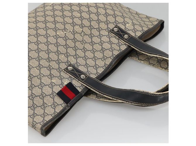 GUCCI GG Supreme Sherry Line Borsa Tote PVC Blu Navy Argento 211134 Auth bs27569 - vista 6