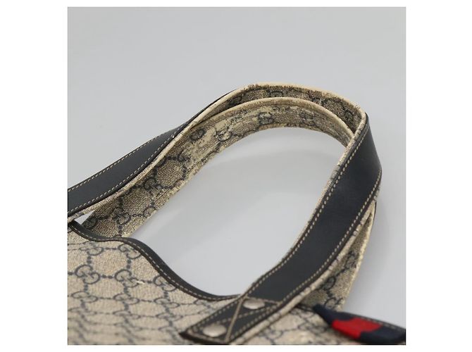 GUCCI GG Supreme Sherry Line Borsa Tote PVC Blu Navy Argento 211134 Auth bs27569 - vista 8