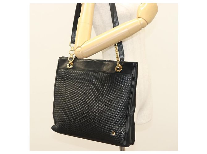 Borsa Tote BALLY in pelle nera e oro Auth BA3412 Nero D'oro - vista 26