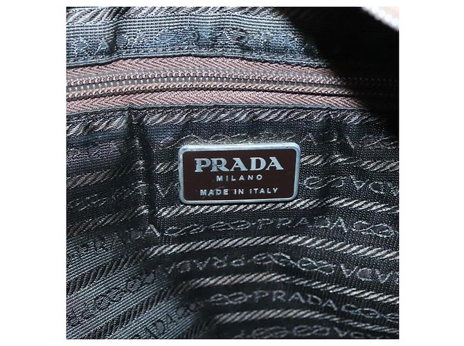 PRADA Schultertasche Nylon Khaki Silber Authentisch bs27601 - Ansicht 16