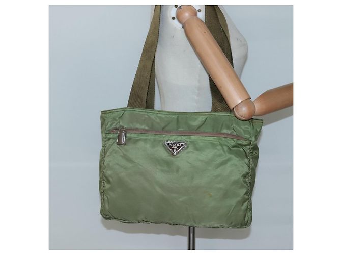 PRADA Schultertasche Nylon Khaki Silber Authentisch bs27601 - Ansicht 25