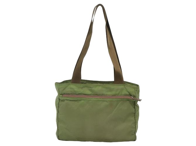 PRADA Schultertasche Nylon Khaki Silber Authentisch bs27601 - Ansicht 3