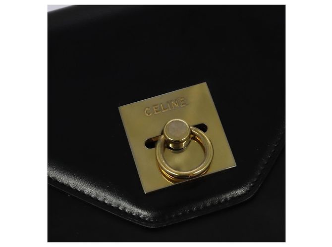 Céline Borsa a Spalla CELINE in Pelle Nera Oro Auth 127909 Nero D'oro - vista 14