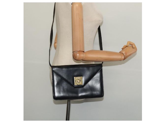Céline Borsa a Spalla CELINE in Pelle Nera Oro Auth 127909 Nero D'oro - vista 22