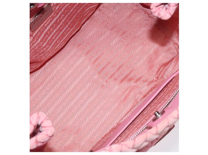 PRADA Borsa Tote a Catena Nylon Rosa Argento Auth 128405 - vista 15