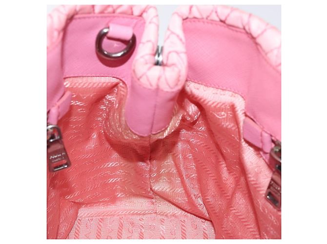 PRADA Borsa Tote a Catena Nylon Rosa Argento Auth 128405 - vista 17