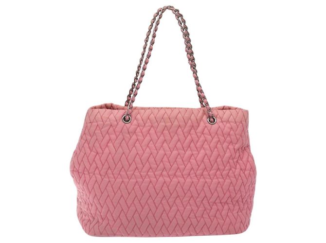 PRADA Borsa Tote a Catena Nylon Rosa Argento Auth 128405 - vista 3