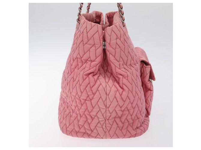 PRADA Borsa Tote a Catena Nylon Rosa Argento Auth 128405 - vista 4