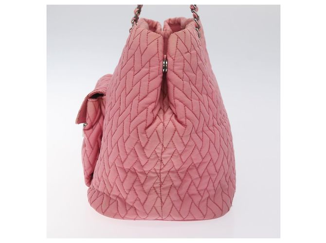 PRADA Borsa Tote a Catena Nylon Rosa Argento Auth 128405 - vista 5