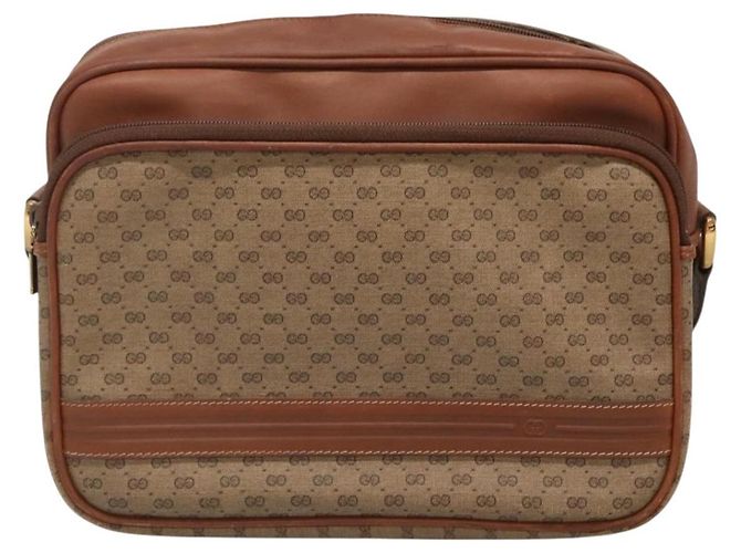 Gucci Borsa a spalla Micro GG Supreme PVC Beige Oro 001 115 5443 Auth bs27554 D'oro - vista 2