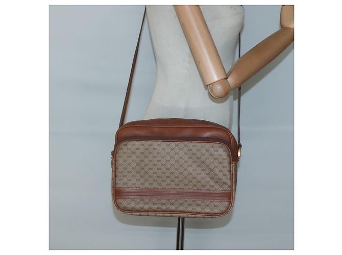 Gucci Borsa a spalla Micro GG Supreme PVC Beige Oro 001 115 5443 Auth bs27554 D'oro - vista 22